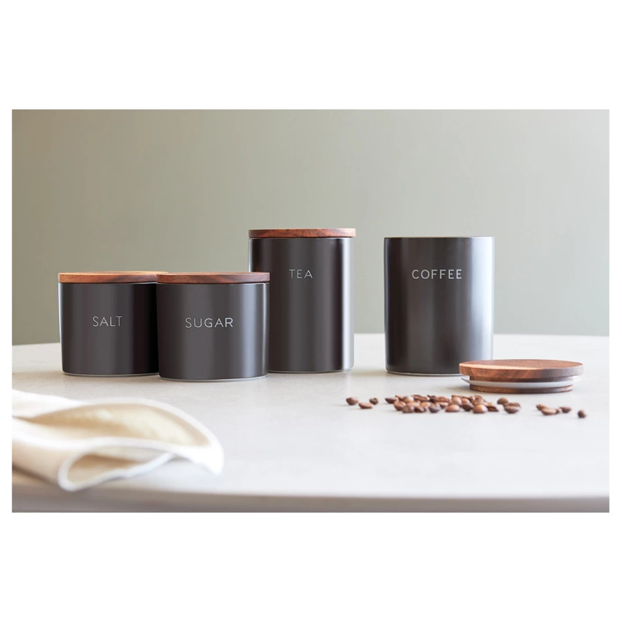 Банка керамическая для хранения кофе, 650 мл, черная