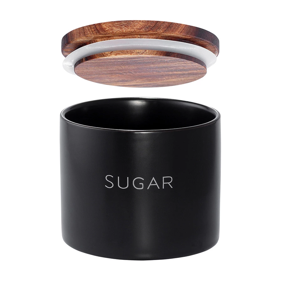 Банка керамическая для хранения сахара, 400 мл, черная