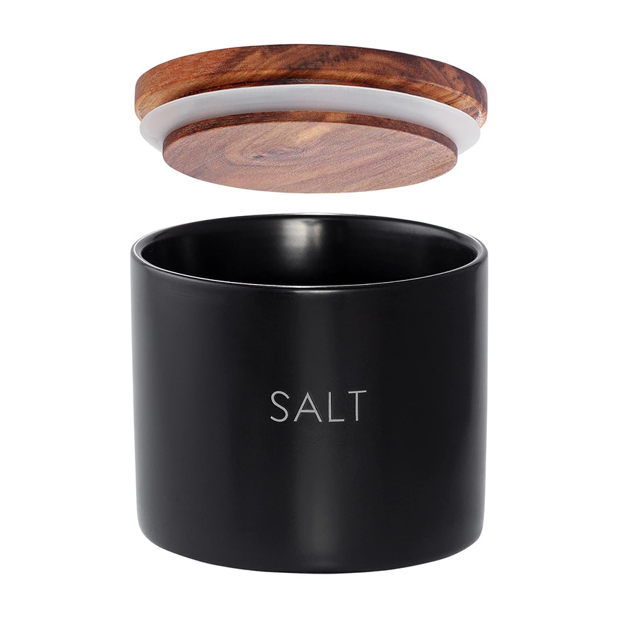 Банка керамическая для хранения соли, 400 мл, черная