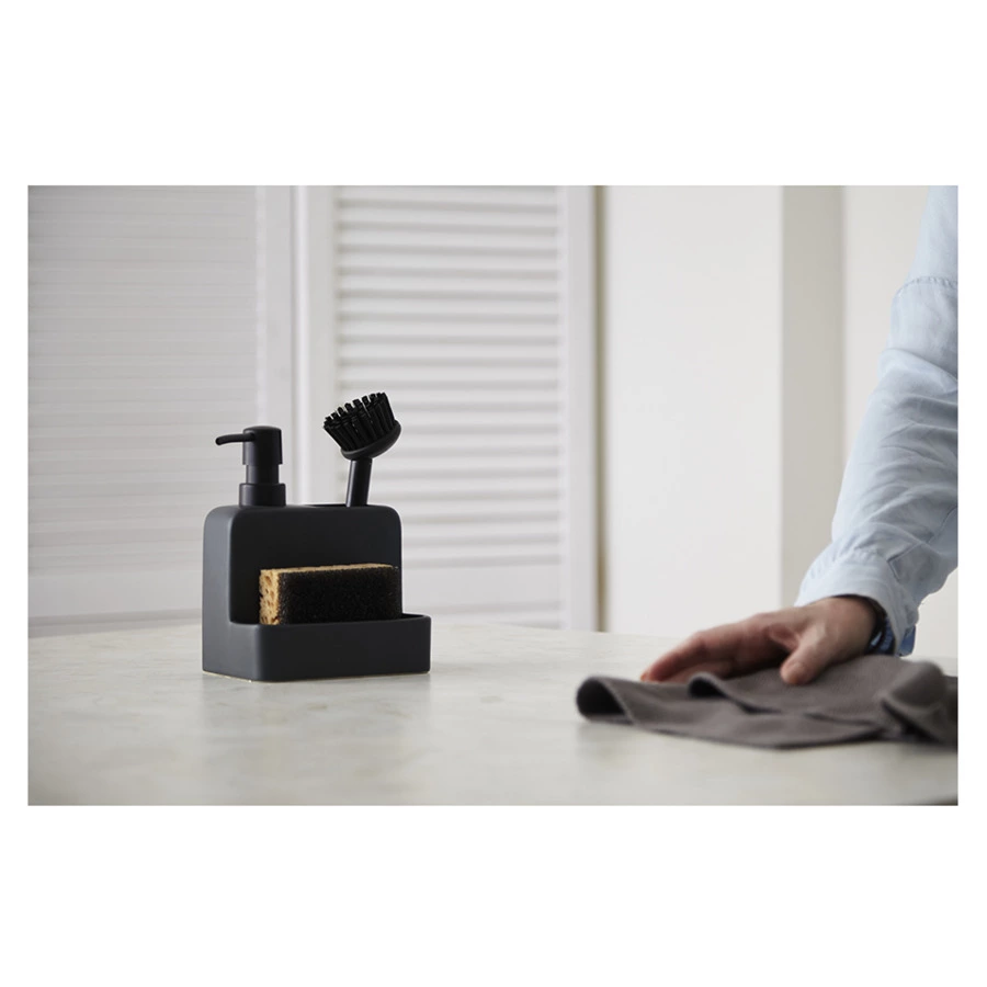 Диспенсер для мыла Smart Solutions Noble, 280 мл, с щеткой, 17.5x15x9.7 см, графит, керамика, пласти