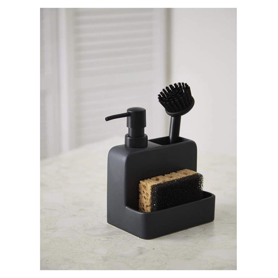Диспенсер для мыла Smart Solutions Noble, 280 мл, с щеткой, 17.5x15x9.7 см, графит, керамика, пласти