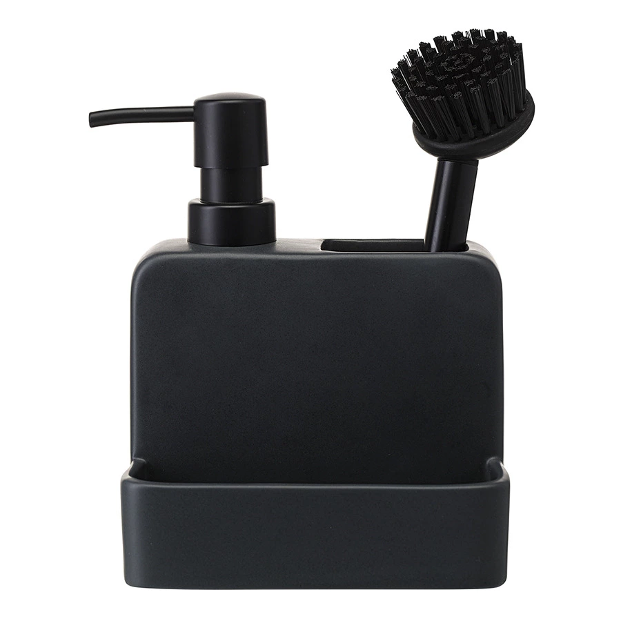 Диспенсер для мыла Smart Solutions Noble, 280 мл, с щеткой, 17.5x15x9.7 см, графит, керамика, пласти