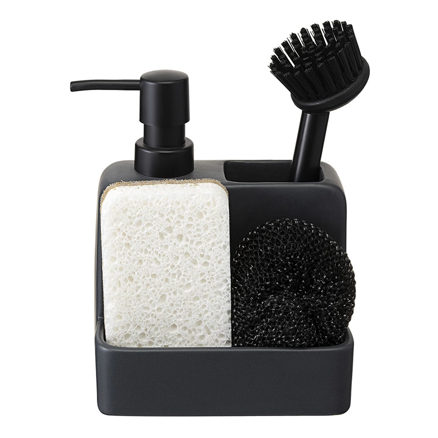 Диспенсер для мыла Smart Solutions Noble, 280 мл, с щеткой, 17.5x15x9.7 см, графит, керамика, пласти