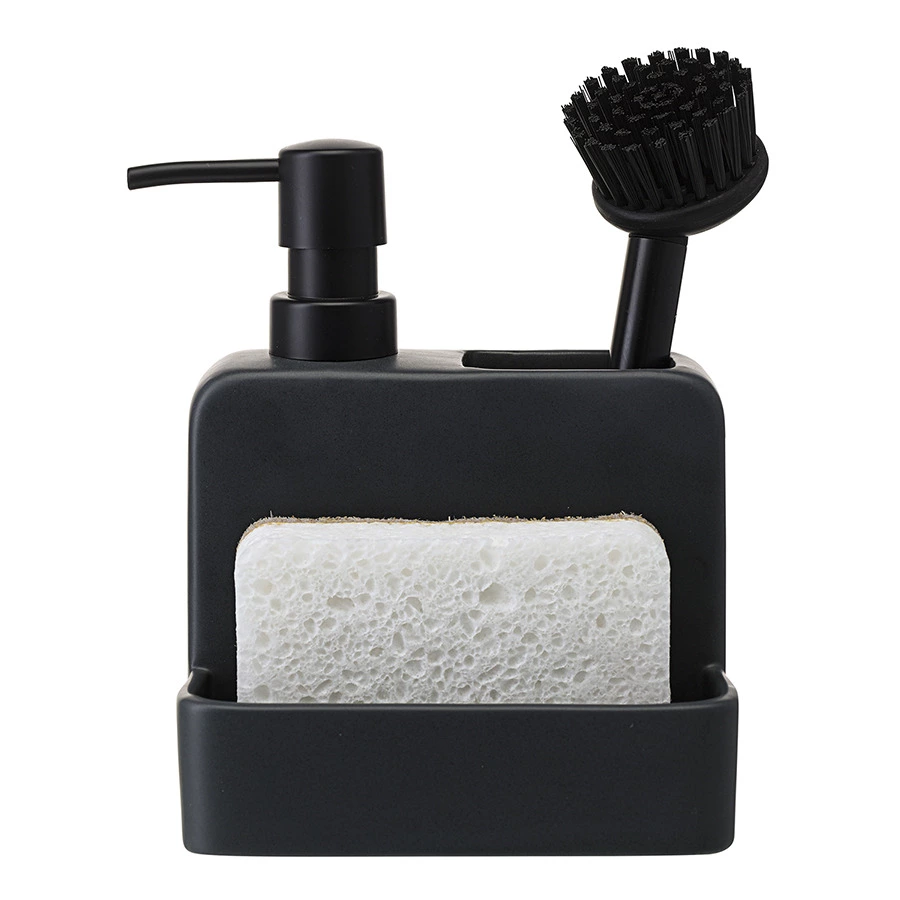 Диспенсер для мыла Smart Solutions Noble, 280 мл, с щеткой, 17.5x15x9.7 см, графит, керамика, пласти