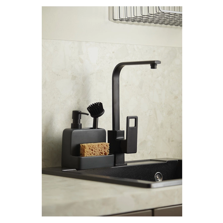 Диспенсер для мыла Smart Solutions Noble, 280 мл, с щеткой, 17.5x15x9.7 см, графит, керамика, пласти