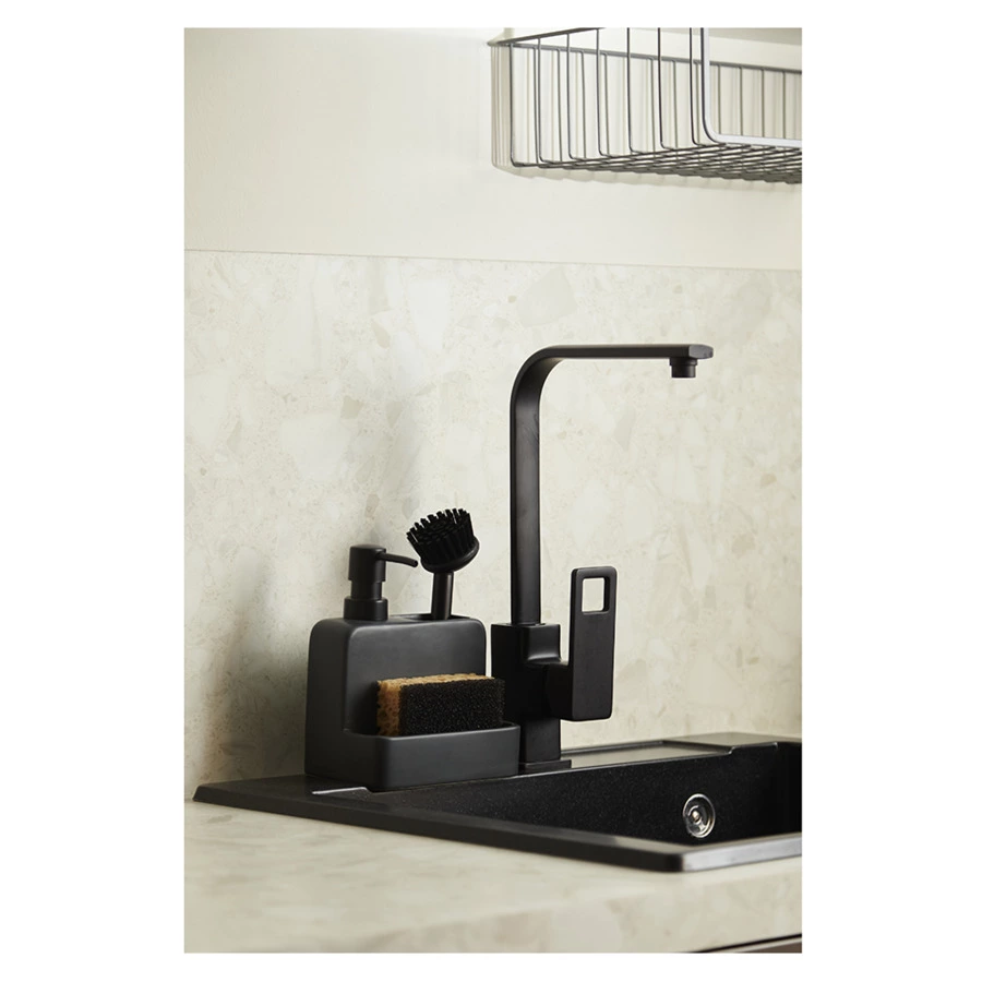 Диспенсер для мыла Smart Solutions Noble, 280 мл, с щеткой, 17.5x15x9.7 см, графит, керамика, пласти