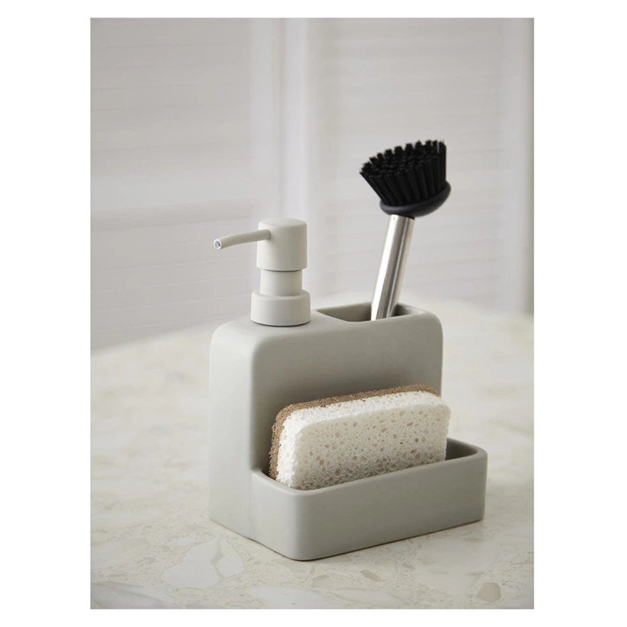 Диспенсер для мыла Smart Solutions Noble, 280 мл, с щеткой, 17.5x15x9.7 см, светло-серый, керамика,