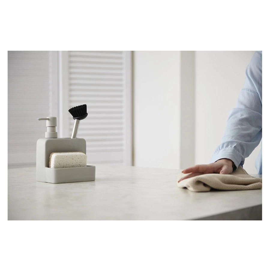 Диспенсер для мыла Smart Solutions Noble, 280 мл, с щеткой, 17.5x15x9.7 см, светло-серый, керамика,