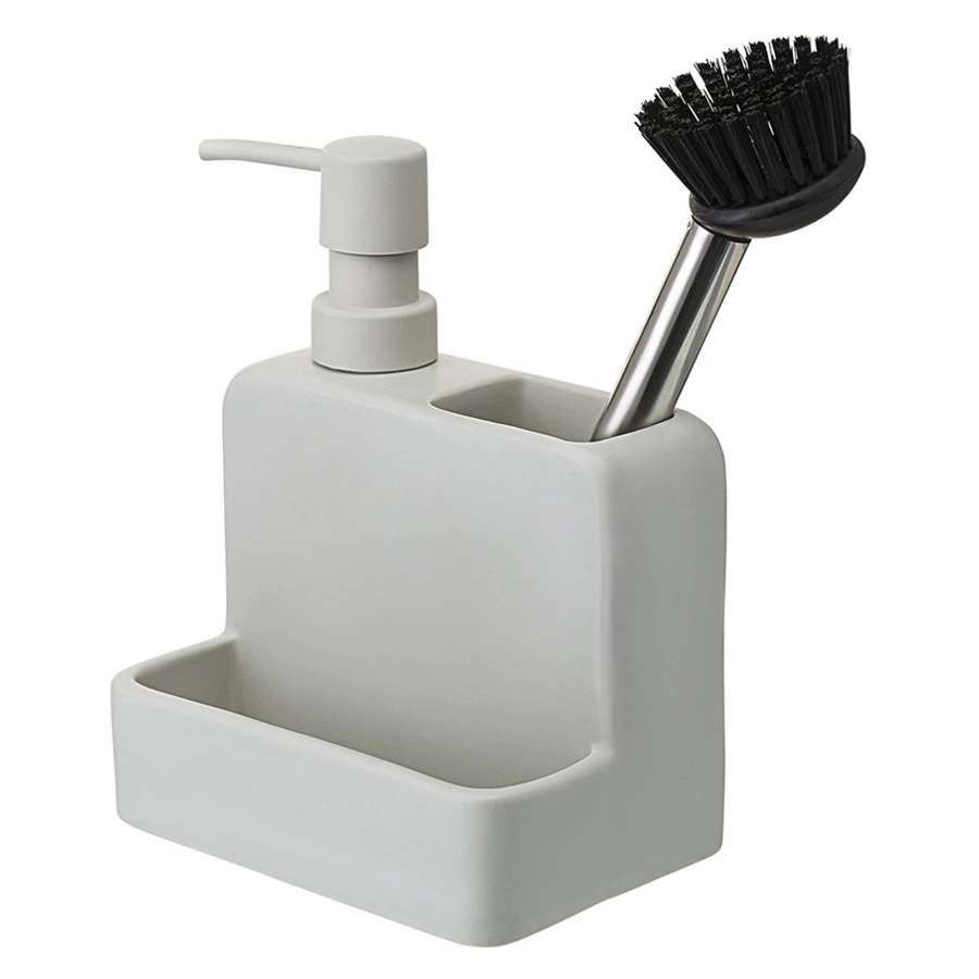 Диспенсер для мыла Smart Solutions Noble, 280 мл, с щеткой, 17.5x15x9.7 см, светло-серый, керамика,