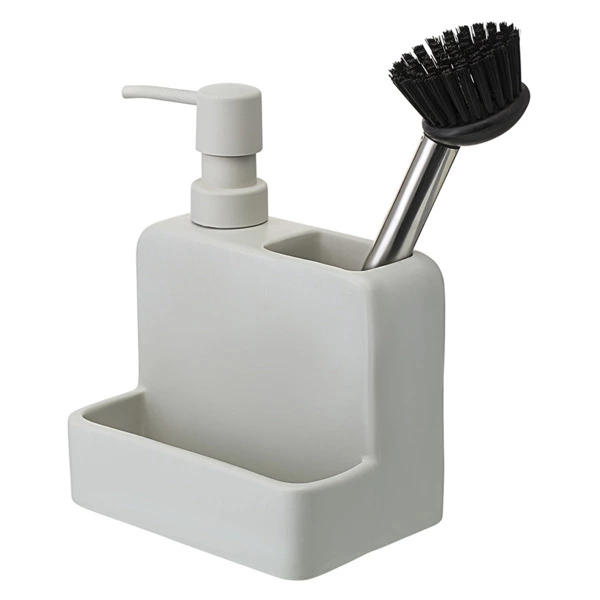 Диспенсер для мыла Smart Solutions Noble, 280 мл, с щеткой, 17.5x15x9.7 см, светло-серый, керамика,