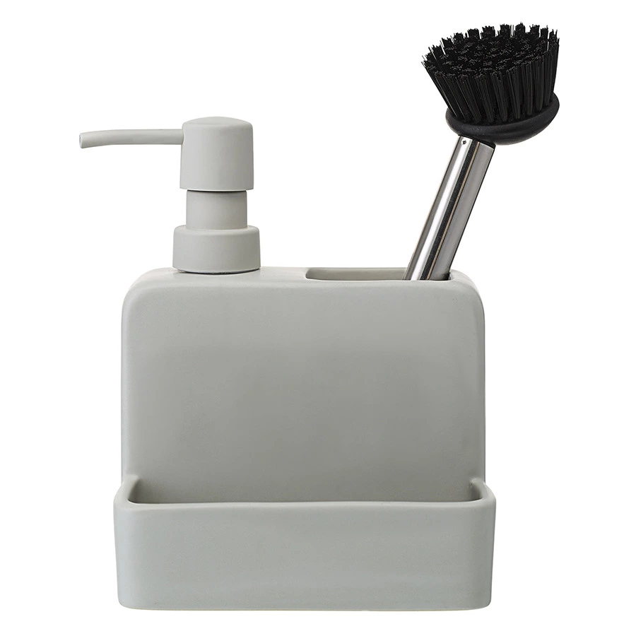 Диспенсер для мыла Smart Solutions Noble, 280 мл, с щеткой, 17.5x15x9.7 см, светло-серый, керамика,