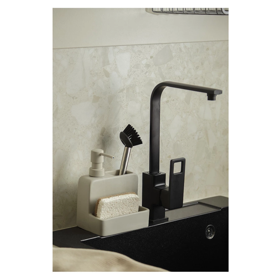 Диспенсер для мыла Smart Solutions Noble, 280 мл, с щеткой, 17.5x15x9.7 см, светло-серый, керамика,