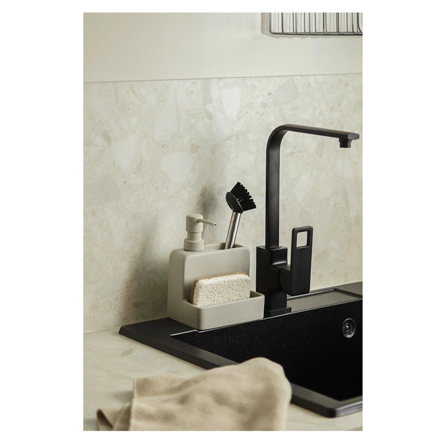 Диспенсер для мыла Smart Solutions Noble, 280 мл, с щеткой, 17.5x15x9.7 см, светло-серый, керамика,