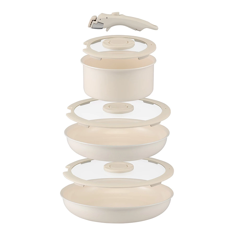 Набор посуды для приготовления со съемной ручкой Smart Ceramic, 7 предметов, цвета топленого молока