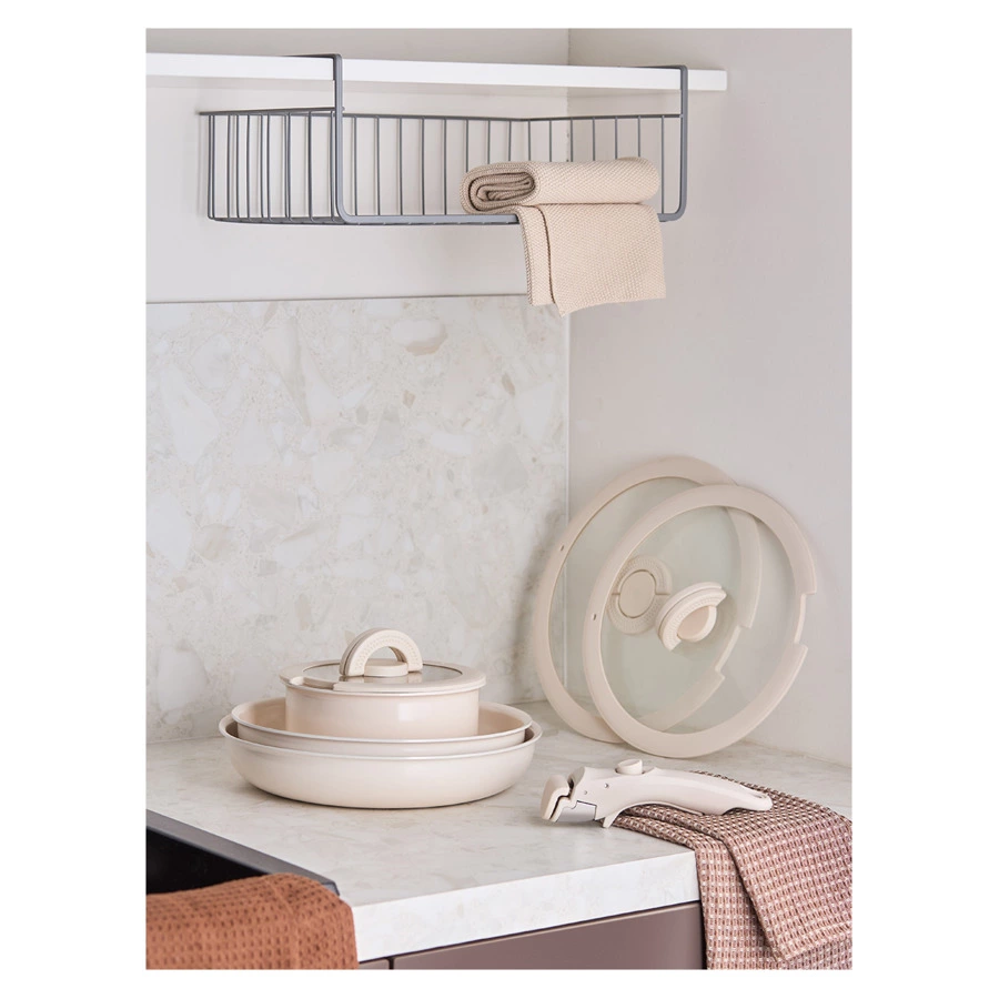 Набор посуды для приготовления со съемной ручкой Smart Ceramic, 7 предметов, цвета топленого молока