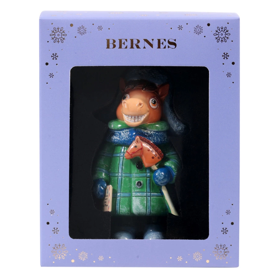 Игрушка елочная Bernes Лошадка Леон, кальцитовый алебастр, п/к