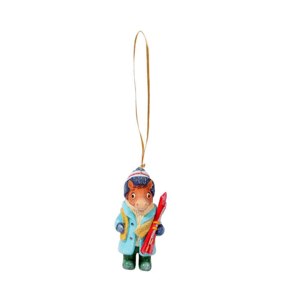 Игрушка елочная Bernes Лошадка Эраст, кальцитовый алебастр, п/к