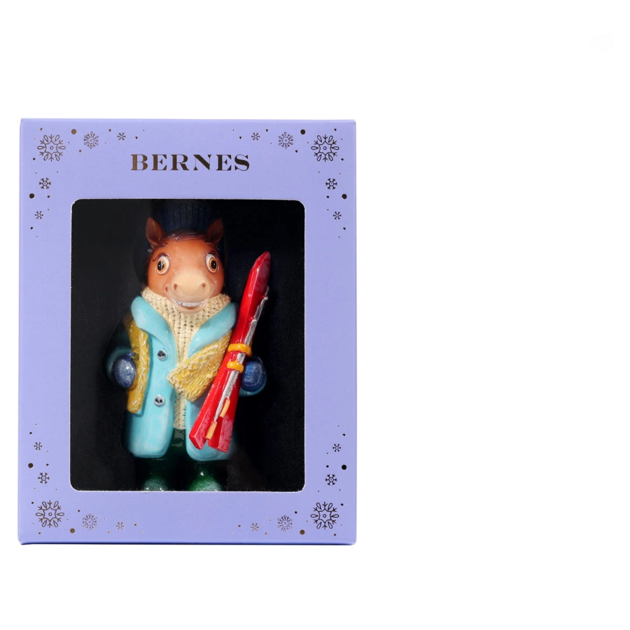 Игрушка елочная Bernes Лошадка Эраст, кальцитовый алебастр, п/к