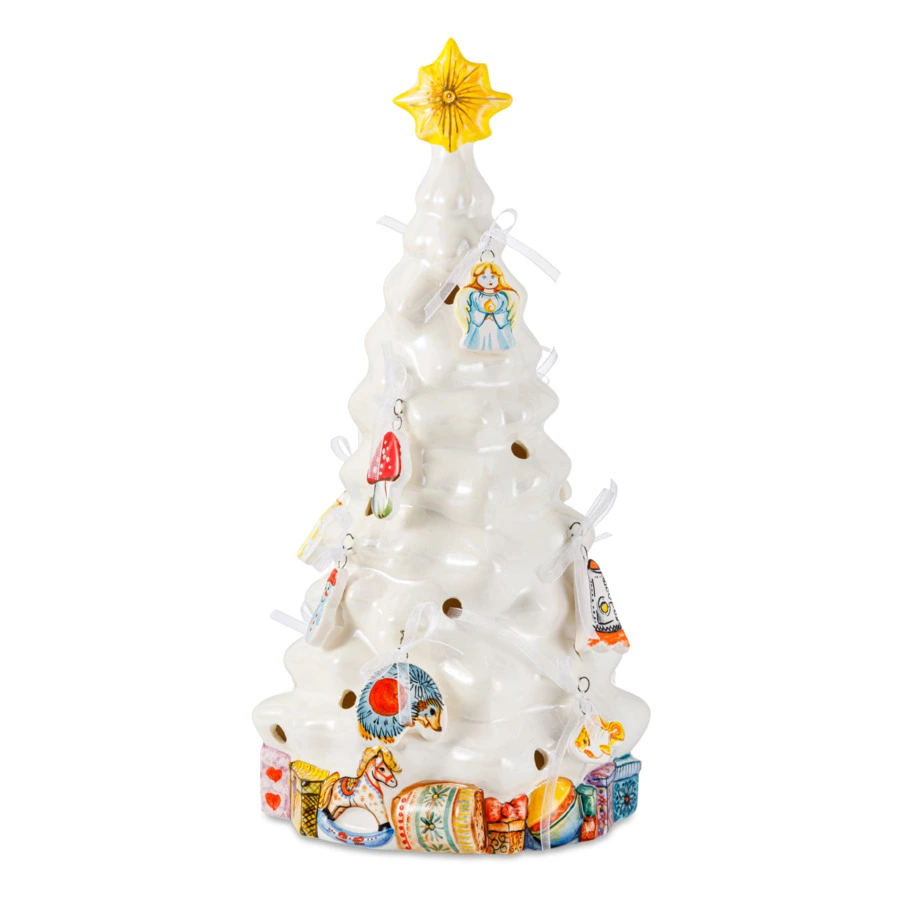 Фигурка Керамическая мастерская Ариадна Елка белая с игрушками 12 шт, фарфор