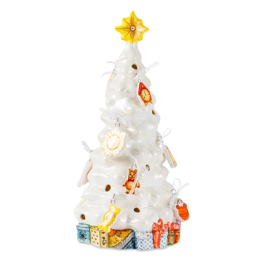 Фигурка Керамическая мастерская Ариадна Елка белая с игрушками 12 шт, фарфор