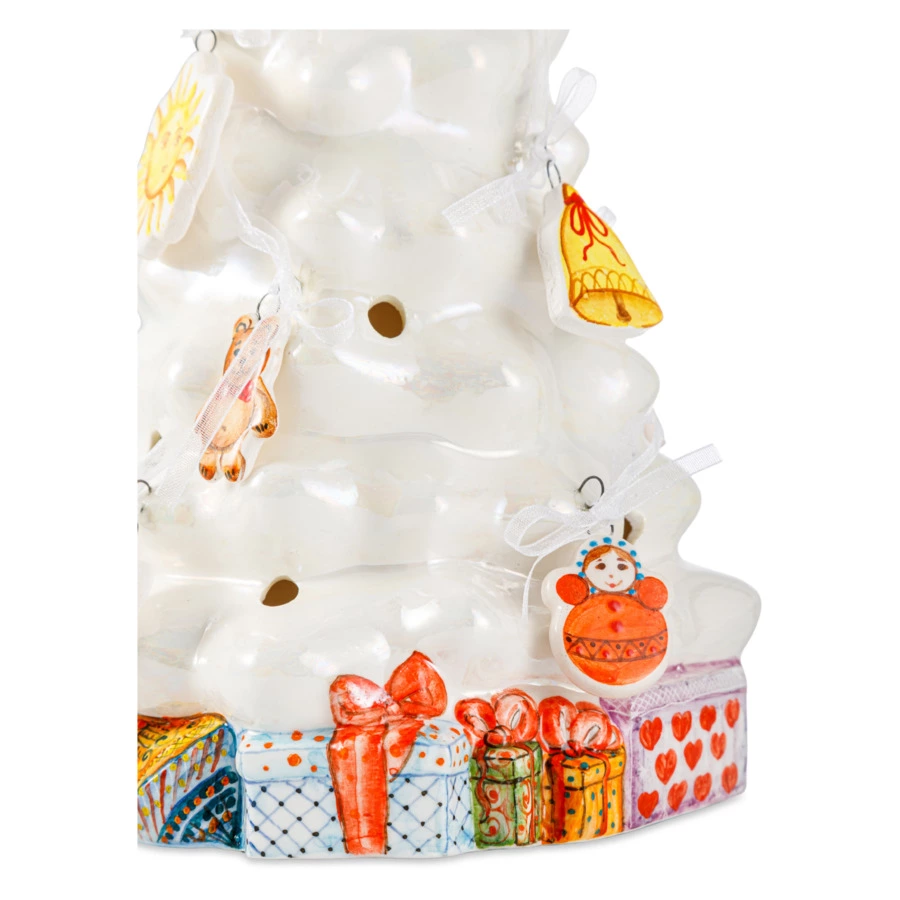 Фигурка Керамическая мастерская Ариадна Елка белая с игрушками 12 шт, фарфор
