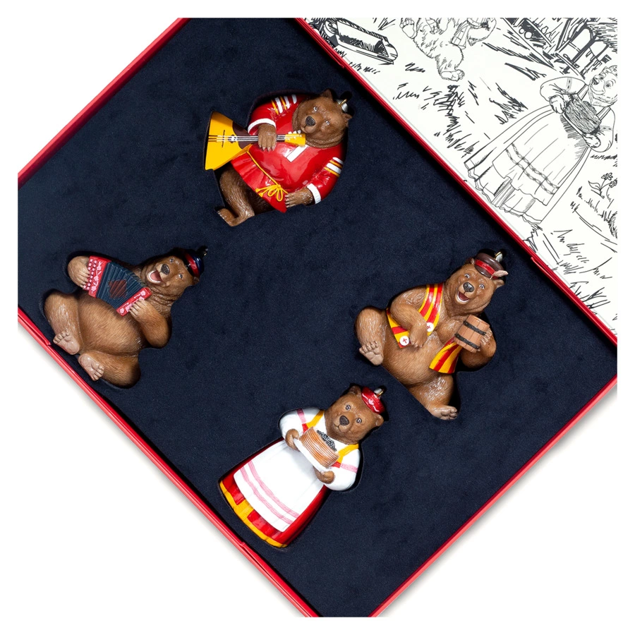 Набор елочных игрушек Bernes Мишки в деревне Том 4, алебастр, п/к