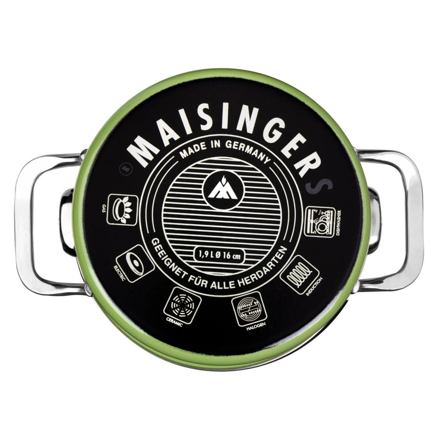 Кастрюля с крышкой Maisingers 1,9 л, сталь эмалированная, зеленый