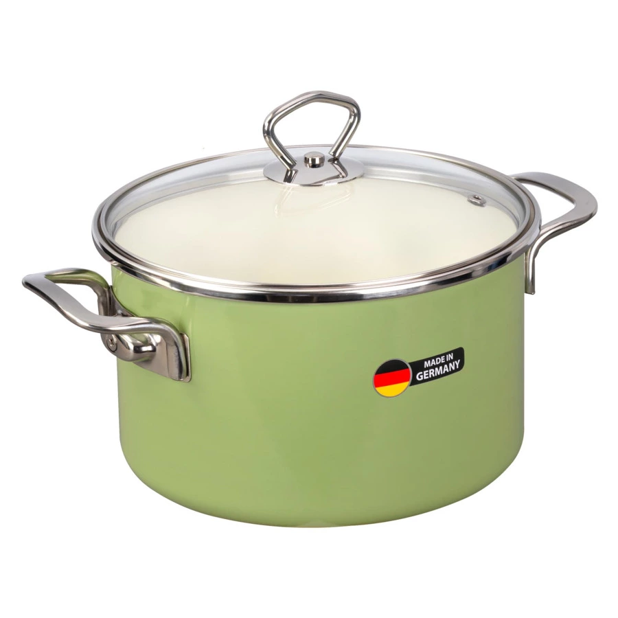 Кастрюля с крышкой Maisingers 3,7 л, сталь эмалированная, зеленая