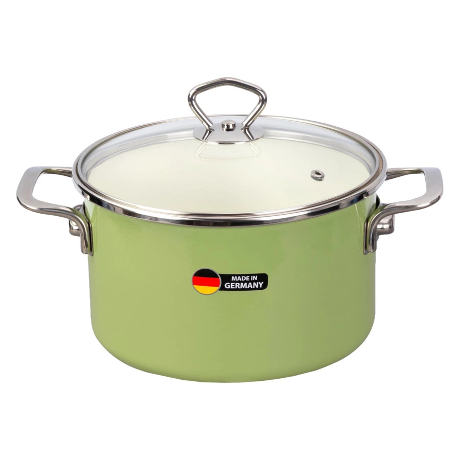 Кастрюля с крышкой Maisingers 3,7 л, сталь эмалированная, зеленая