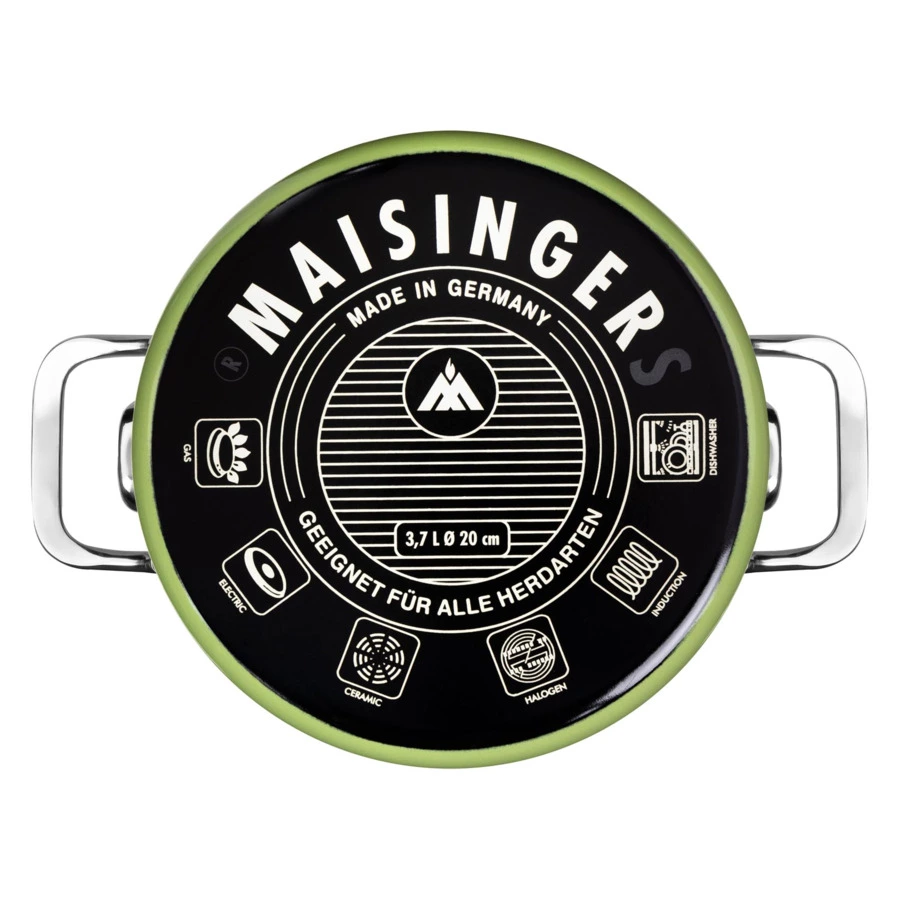 Кастрюля с крышкой Maisingers 3,7 л, сталь эмалированная, зеленая