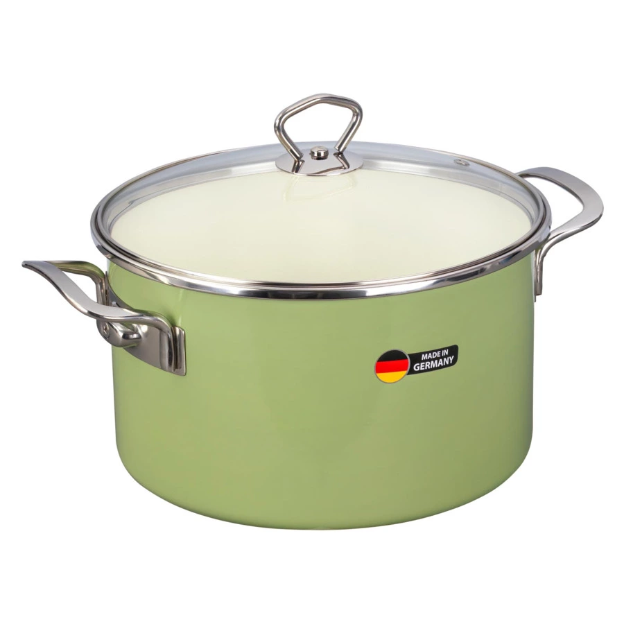 Кастрюля с крышкой Maisingers 6,1 л, сталь эмалированная, зеленая