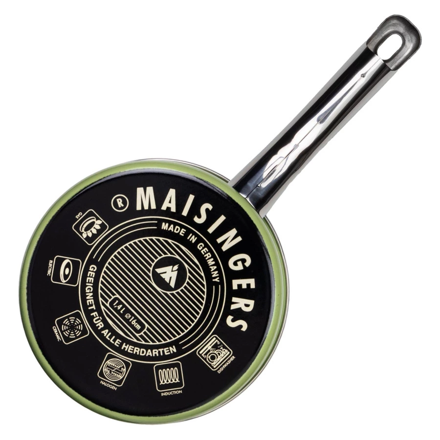 Ковш с крышкой Maisingers 1,4 л, сталь эмалированная, зеленый