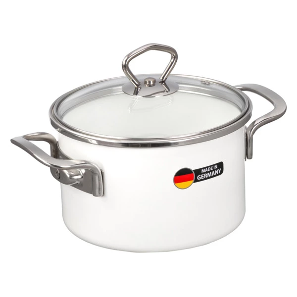 Кастрюля с крышкой Maisingers 1,9 л, сталь эмалированная, белая