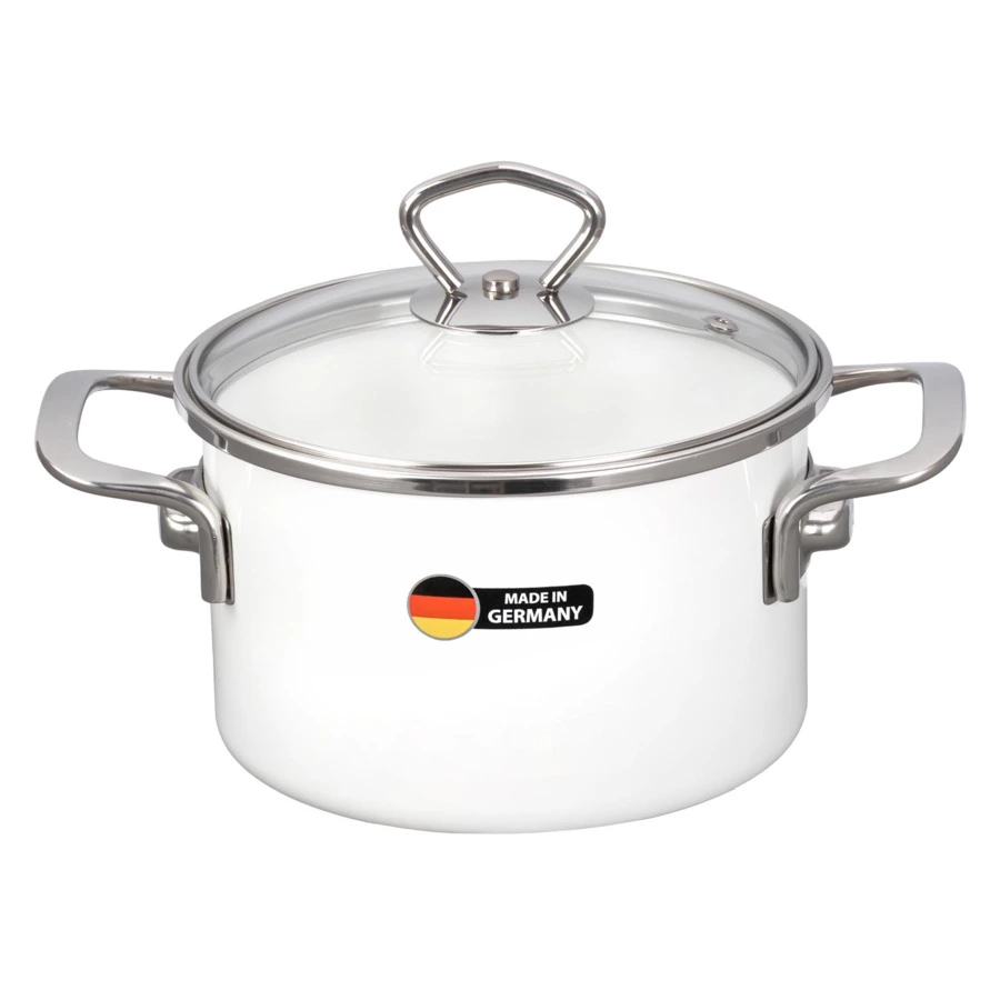 Кастрюля с крышкой Maisingers 1,9 л, сталь эмалированная, белая