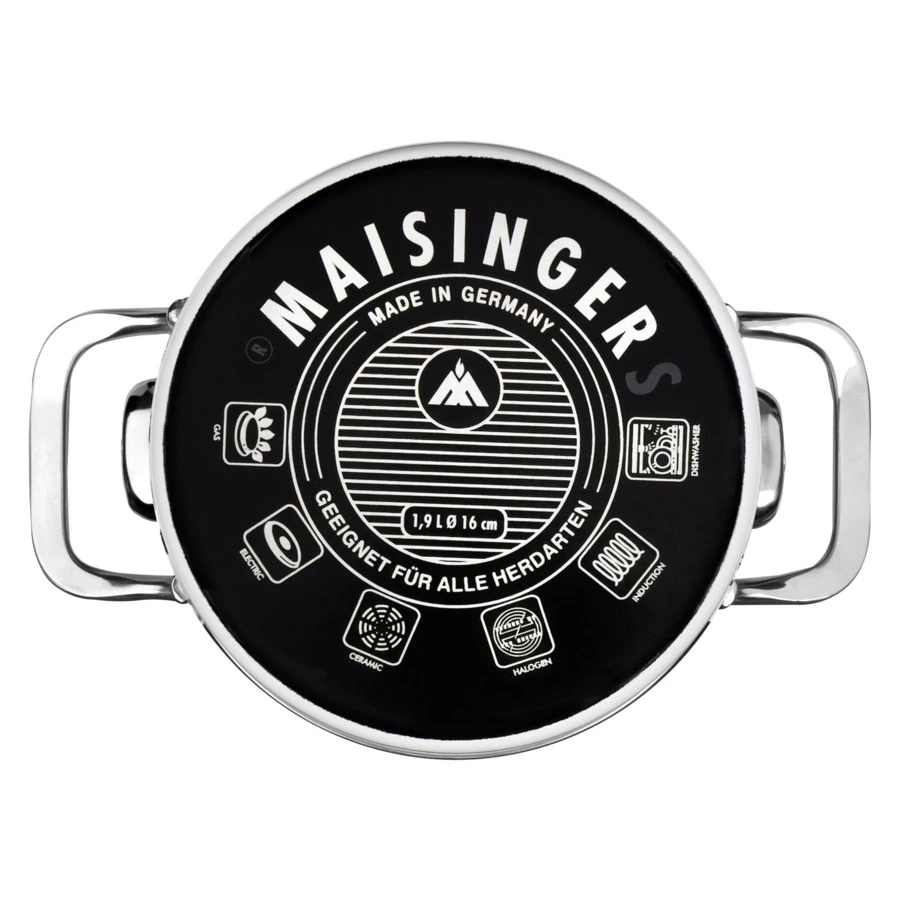 Кастрюля с крышкой Maisingers 1,9 л, сталь эмалированная, белая