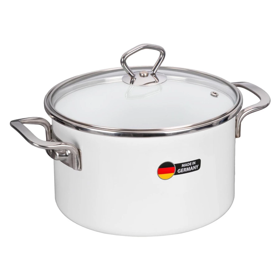 Кастрюля с крышкой Maisingers 3,7 л, сталь эмалированная, белая