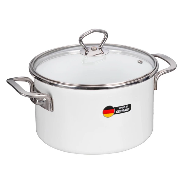 Кастрюля с крышкой Maisingers 3,7 л, сталь эмалированная, белая