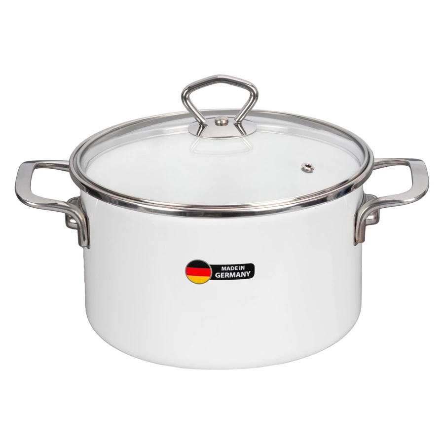 Кастрюля с крышкой Maisingers 3,7 л, сталь эмалированная, белая