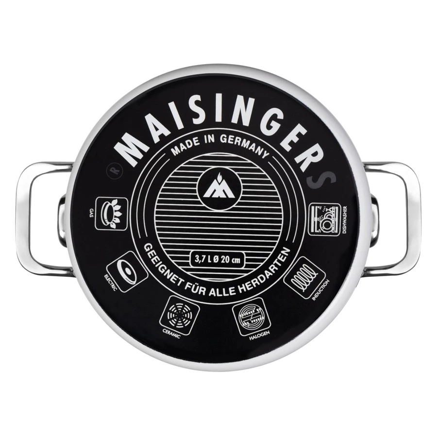 Кастрюля с крышкой Maisingers 3,7 л, сталь эмалированная, белая