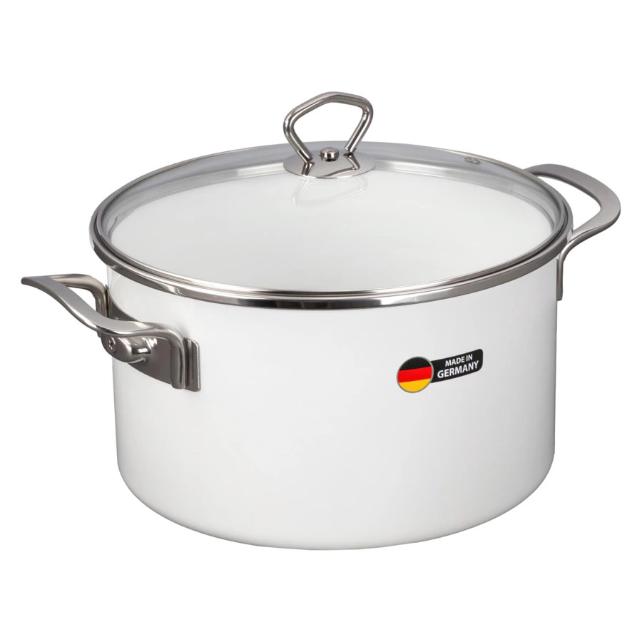 Кастрюля с крышкой Maisingers 6,1 л, сталь эмалированная, белая