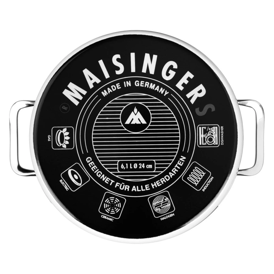 Кастрюля с крышкой Maisingers 6,1 л, сталь эмалированная, белая