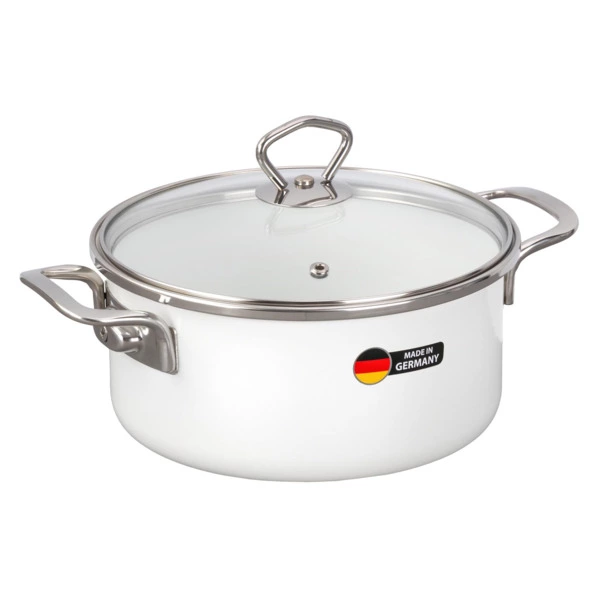 Кастрюля с крышкой Maisingers 2,8 л, сталь эмалированная, белая