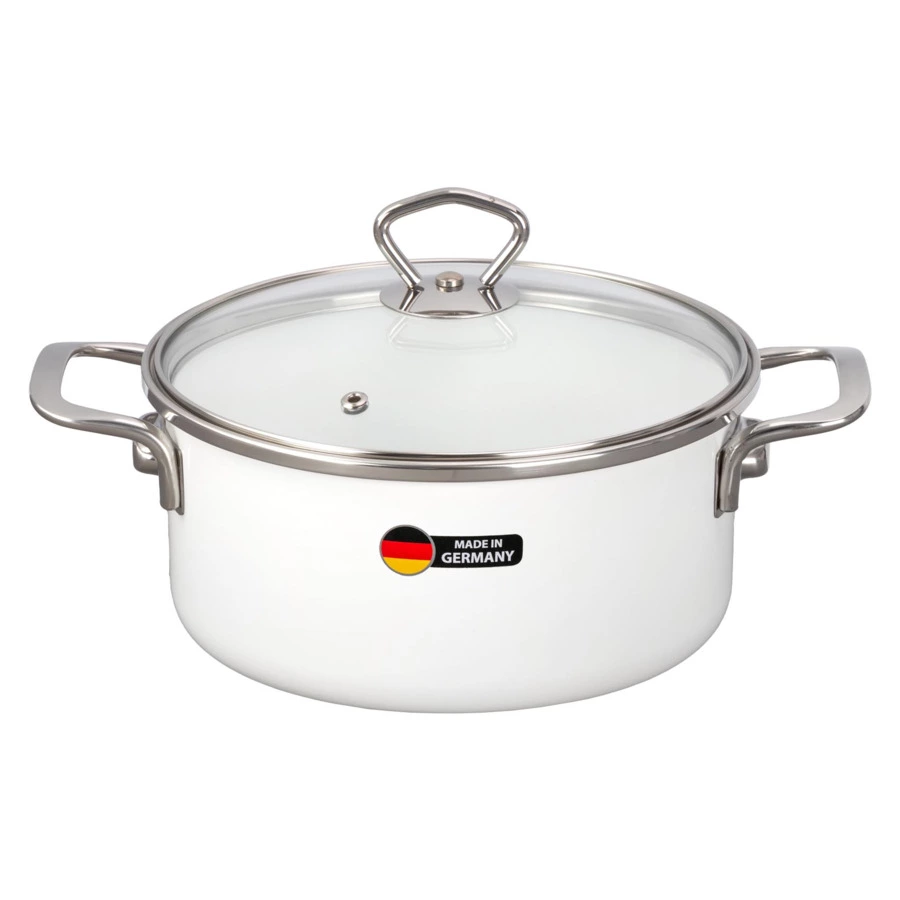 Кастрюля с крышкой Maisingers 2,8 л, сталь эмалированная, белая