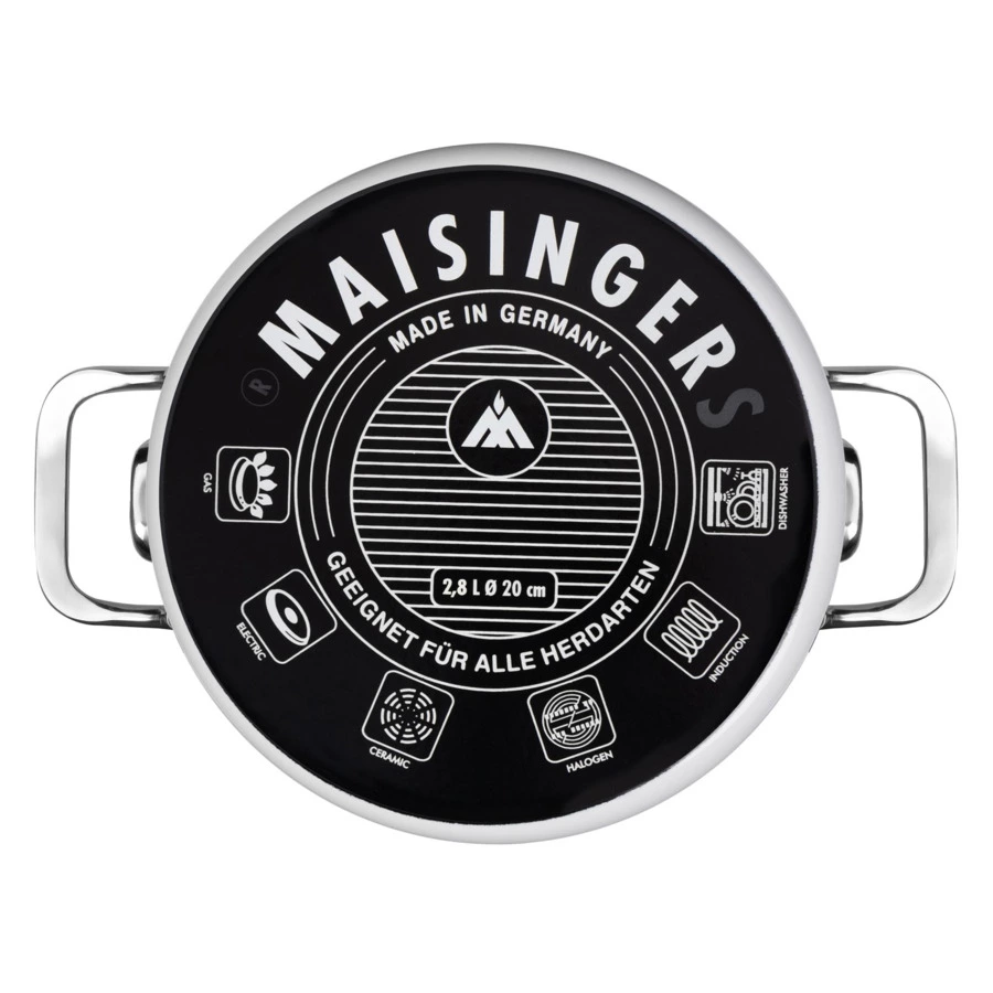 Кастрюля с крышкой Maisingers 2,8 л, сталь эмалированная, белая