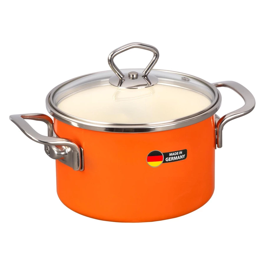 Кастрюля с крышкой Maisingers 1,9 л, сталь эмалированная, оранжевая