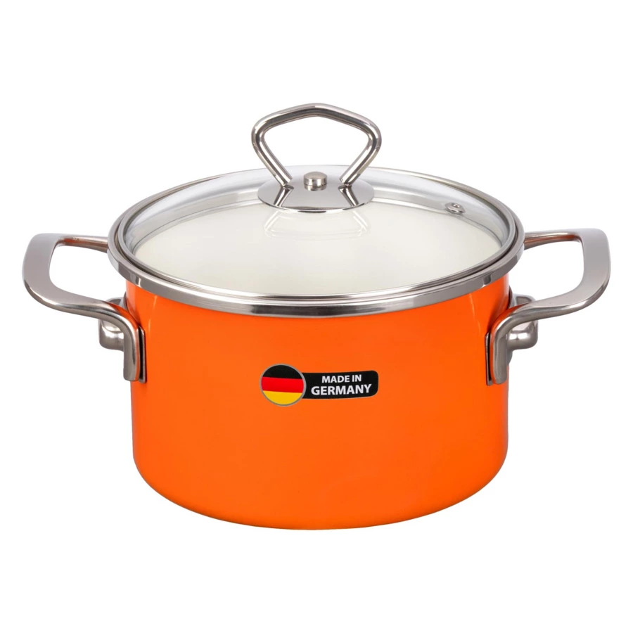 Кастрюля с крышкой Maisingers 1,9 л, сталь эмалированная, оранжевая