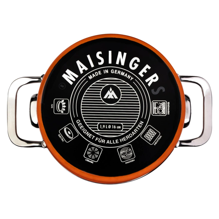 Кастрюля с крышкой Maisingers 1,9 л, сталь эмалированная, оранжевая