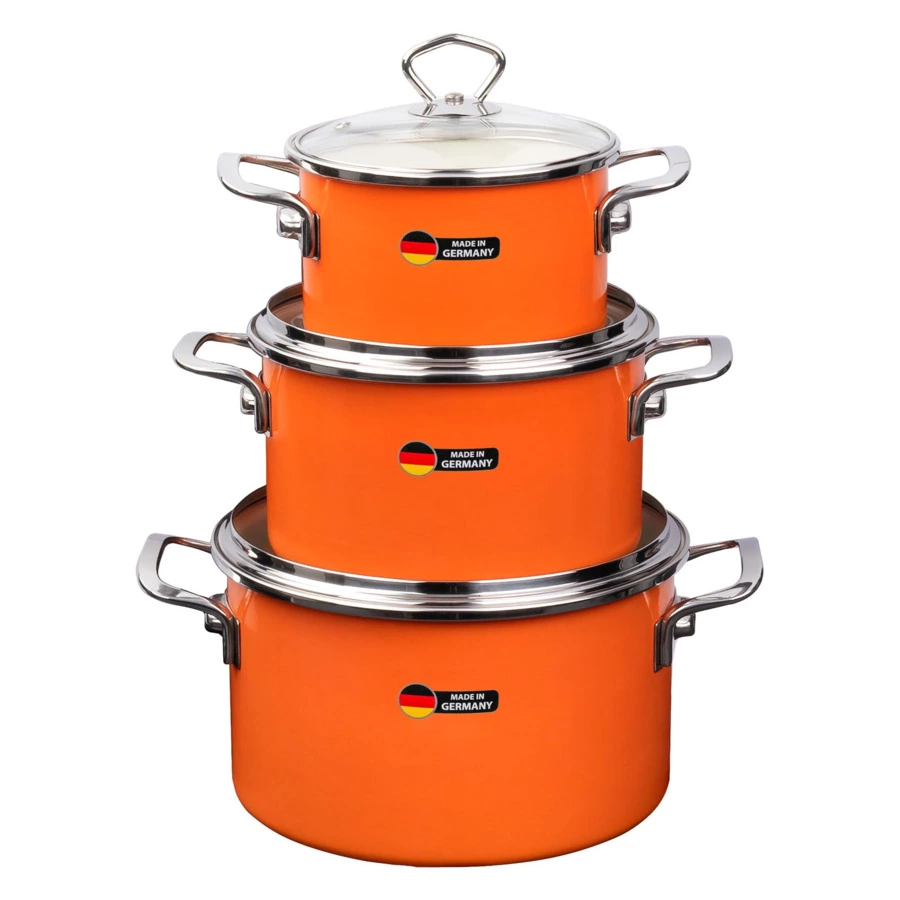 Кастрюля с крышкой Maisingers 1,9 л, сталь эмалированная, оранжевая