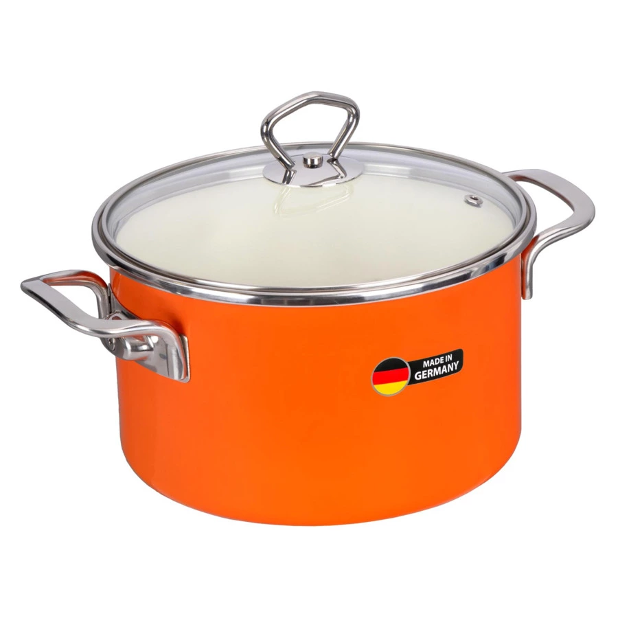 Кастрюля с крышкой Maisingers 3,7 л, сталь эмалированная, оранжевая