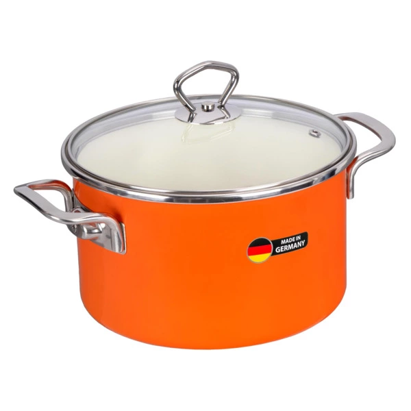 Кастрюля с крышкой Maisingers 3,7 л, сталь эмалированная, оранжевая